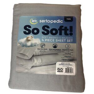 Serta So Soft 4-Piece Gray Twin Bed Sheet Set Soft Washed & Brushed Deep Pockets